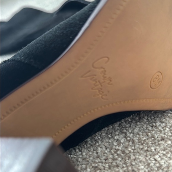 Crown Vintage Black Over the Knee Boots with Stacked Heel - Picture 2 of 3